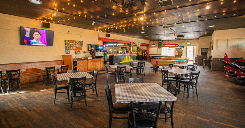 Restaurant interior, wide view