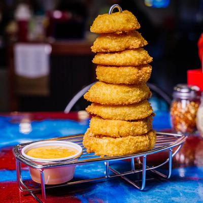 Onion Ring Tower with Pub Sauce.