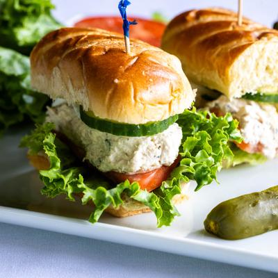 Tuna salad sandwich, closeup.