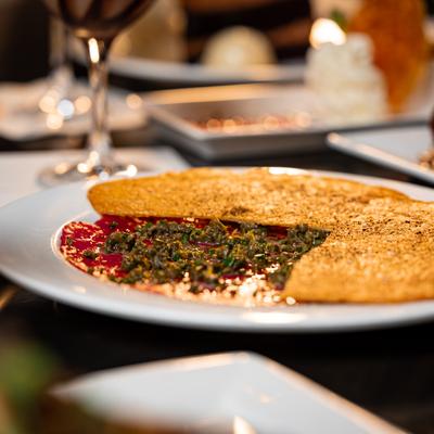 Flatbread and herb dip.