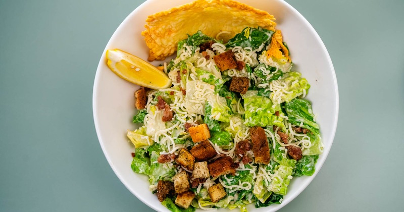 Caesar salad, top view