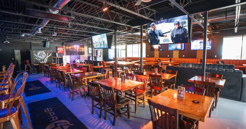 Dining area, TVs above tables