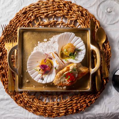 Scallop on the half, top view