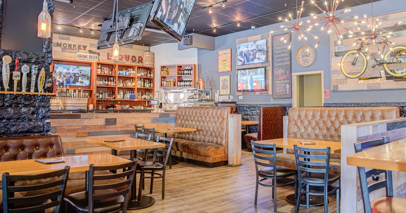 Interior, diner area, tables and chairs, booths