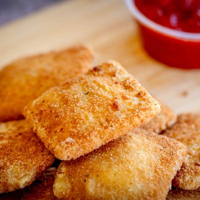 Fried ravioli, close up.
