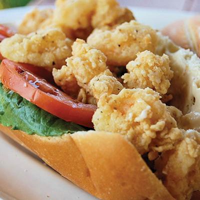 Fried shrimp Po' Boy.