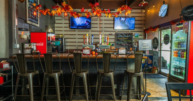 Interior, a bar with bar stools