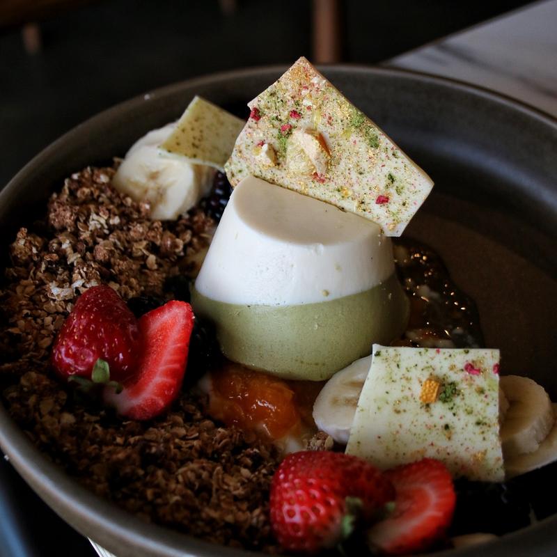 menu item 16 of 19, White Chocolate Matcha Panna Cotta