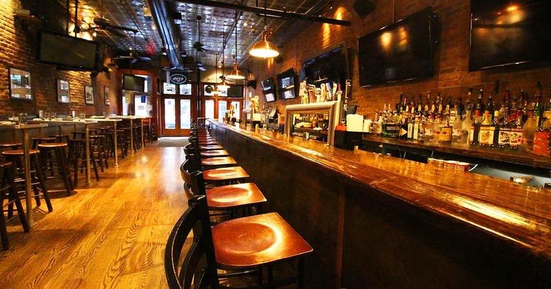 Inside, bar seating area