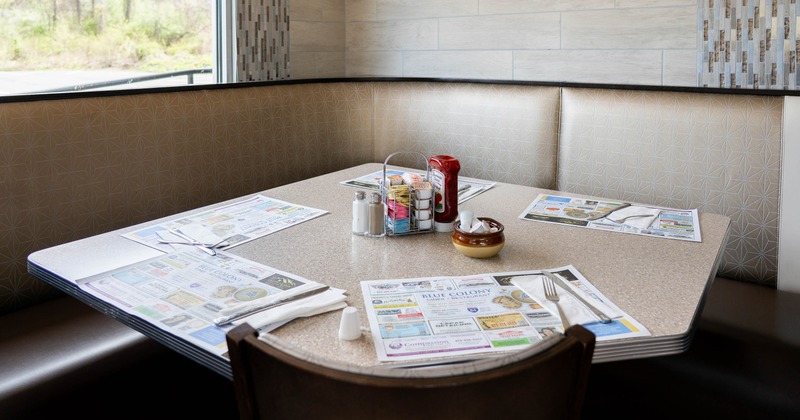 Interior, table in corner