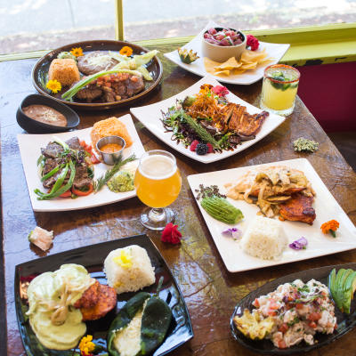 Served food on the table.