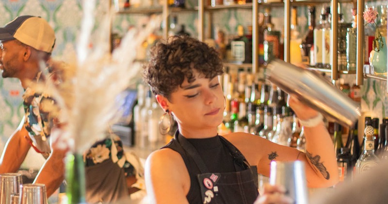 Bartender mixing a cocktail