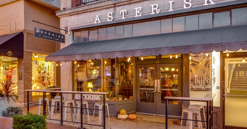 Outside, covered patio, entrance, barstools