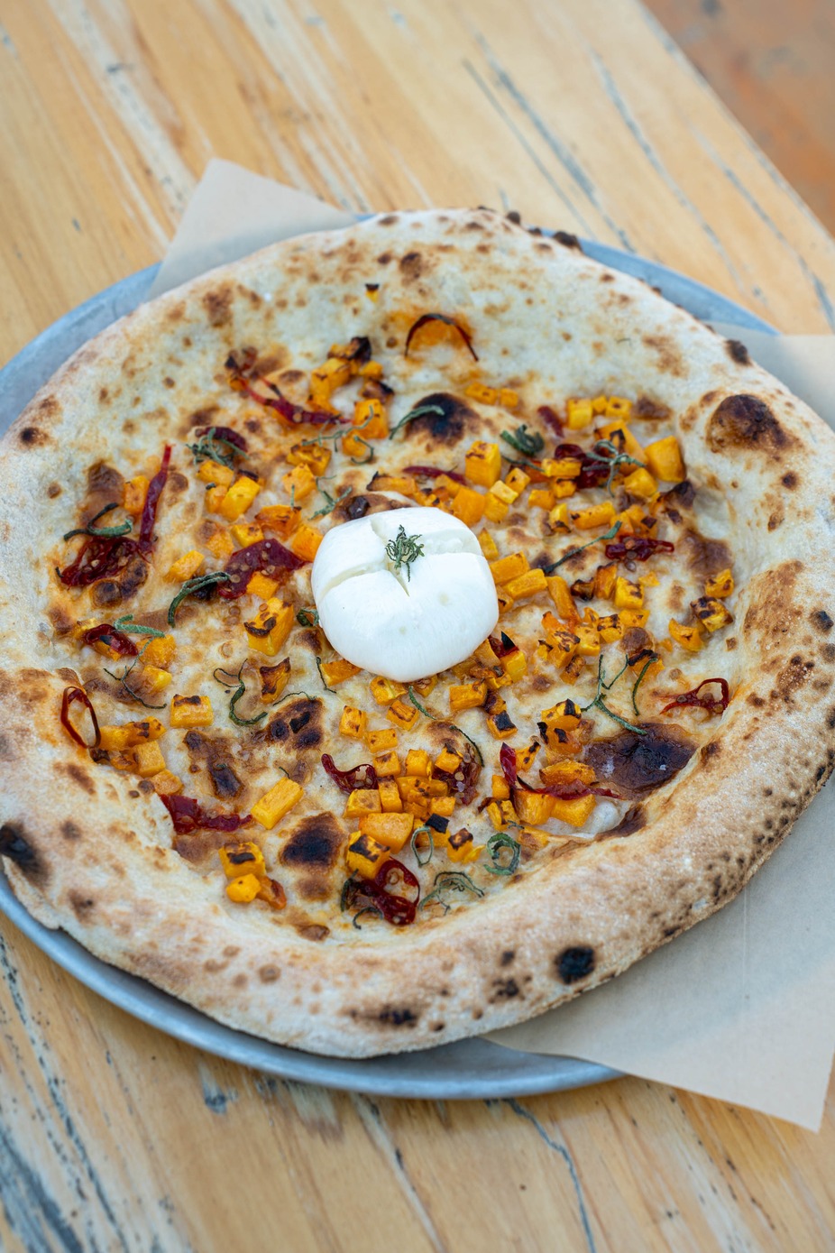 Burrata and Butternut Squash - with Calabrian Chili, brown butter, and Sage