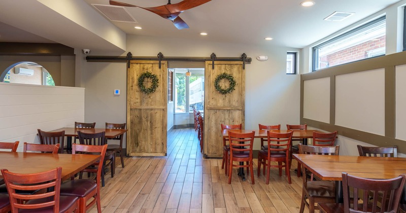 Interior, tables and seats