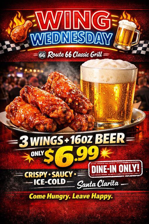 Restaurant advertisement for wings and beer combo special