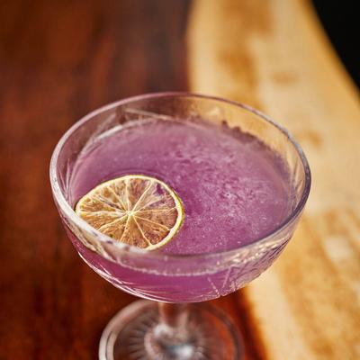 Purple cocktail drink.