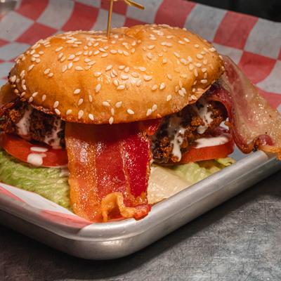 Fried chicken sandwich, close up