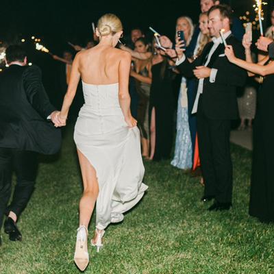 The bride, groom, and guests.