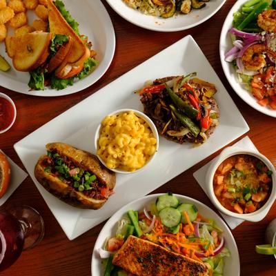 Various meals, top view.