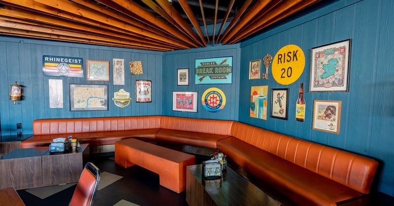 Interior, big booth and club tables