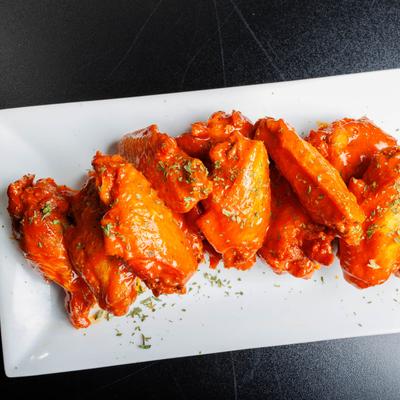 Served chicken wings.