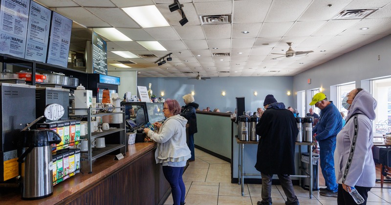 Diner area, food counter