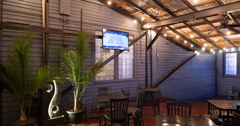 Enclosed patio seating area