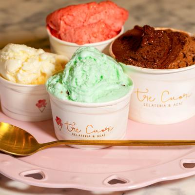 Assorted gelato cups.