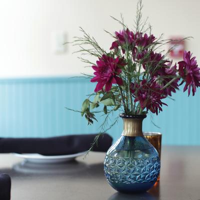Vase with flowers.