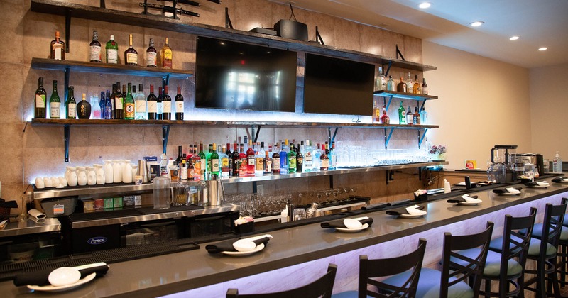 Interior, counter bar area, Tv's on the wall