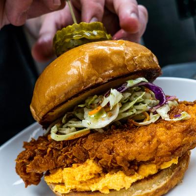Burger with meat and salad