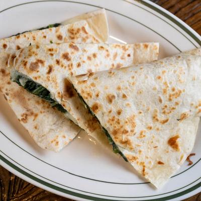 Spinach Quesadilla, closeup.