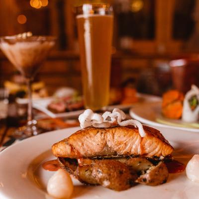 Grilled salmon plated