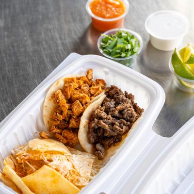 tacos with nachos top view.