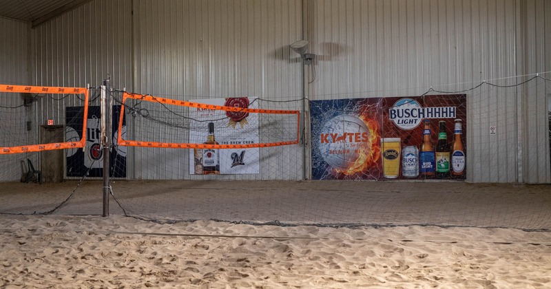 Indoor beach volleyball court