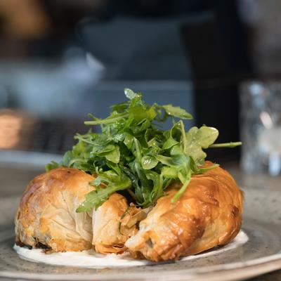 Spinach Pie - leeks, arugula, tzatziki