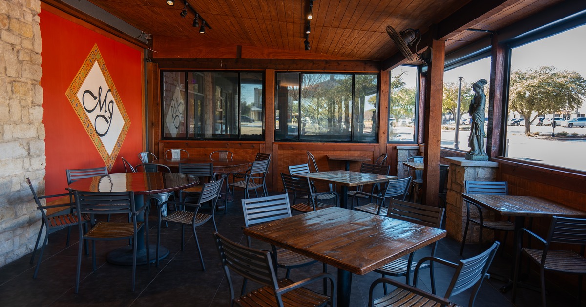 Enclosed patio seating area