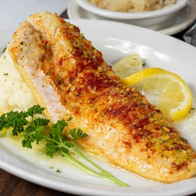 Walleye Fish potatoes and Sauerkraut.