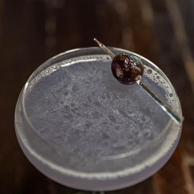 111 Manhattan cocktail, closeup.