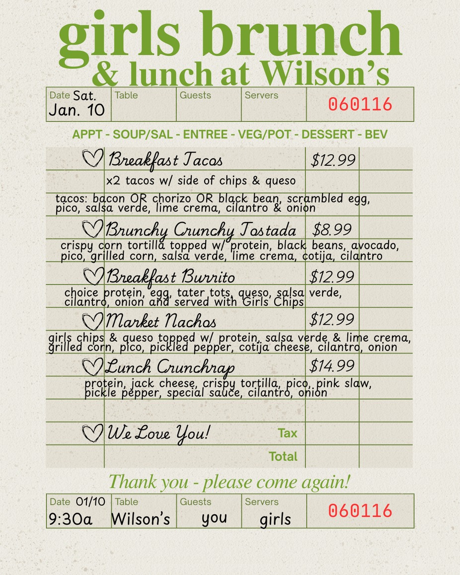 Girls Pop-Up Brunch & Lunch at Wilson's Grocery event photo
