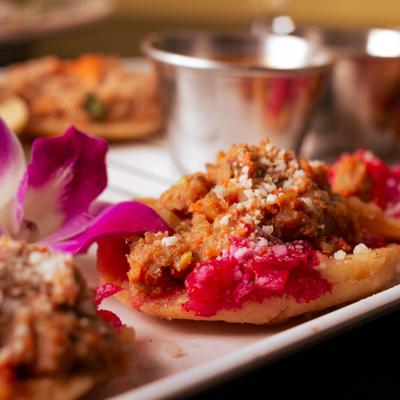 Close up of Antojitos Puchica appetizer platter.