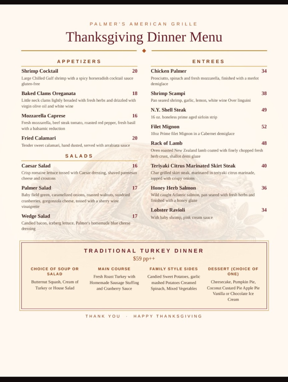 Thanksgiving Menu event photo