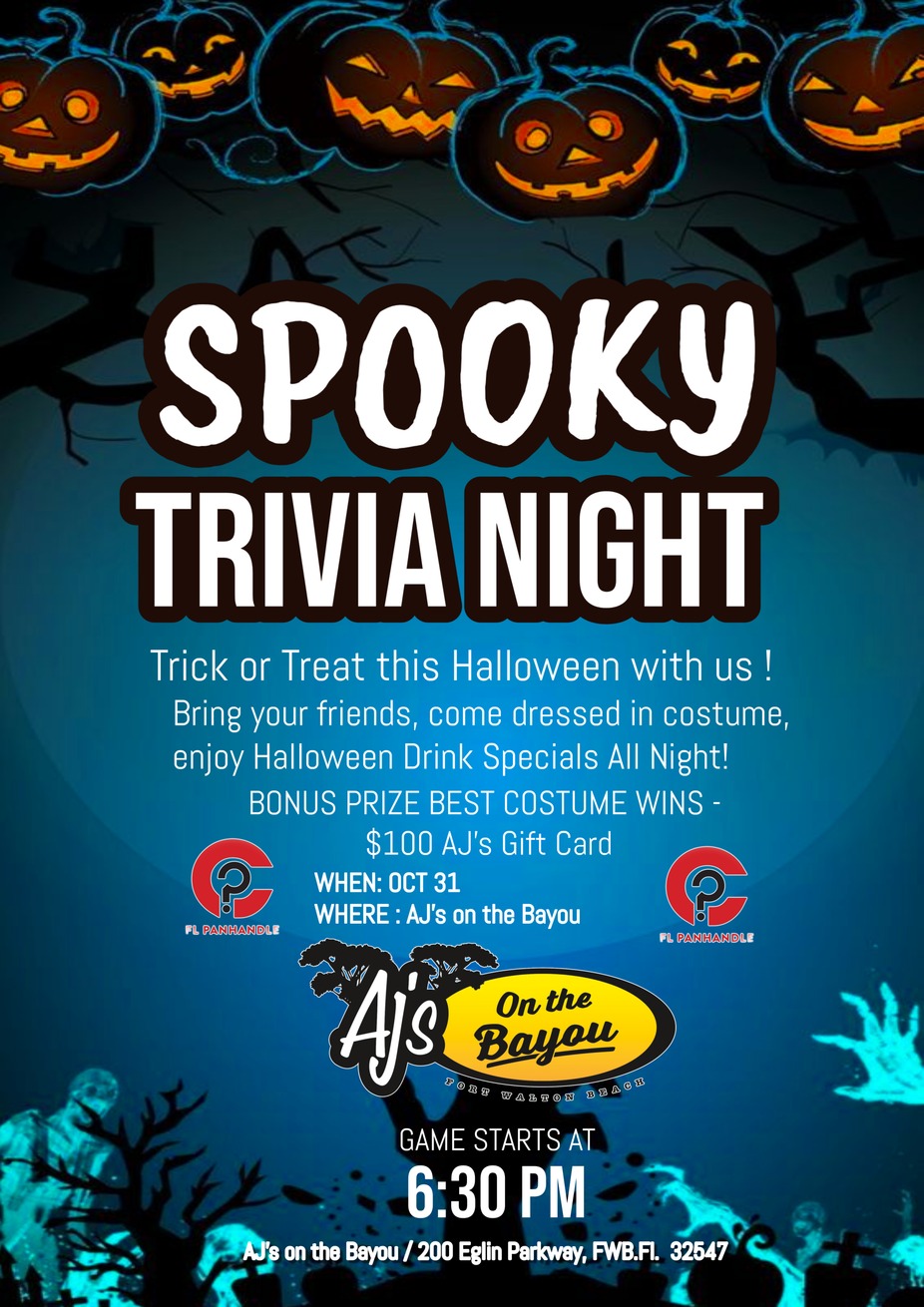 Halloween Spooky Trivia Night at AJ's on the Bayou! event photo