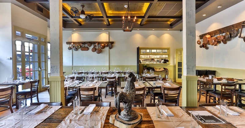 Interior, dining area with set tables