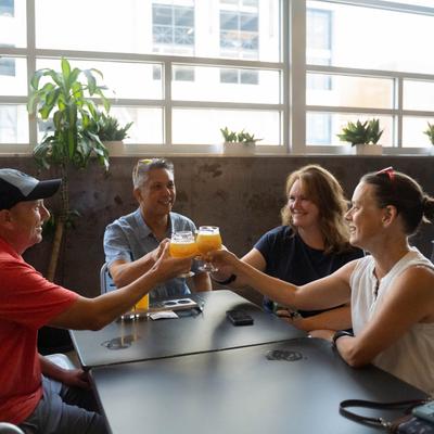 Customers drinking beer.