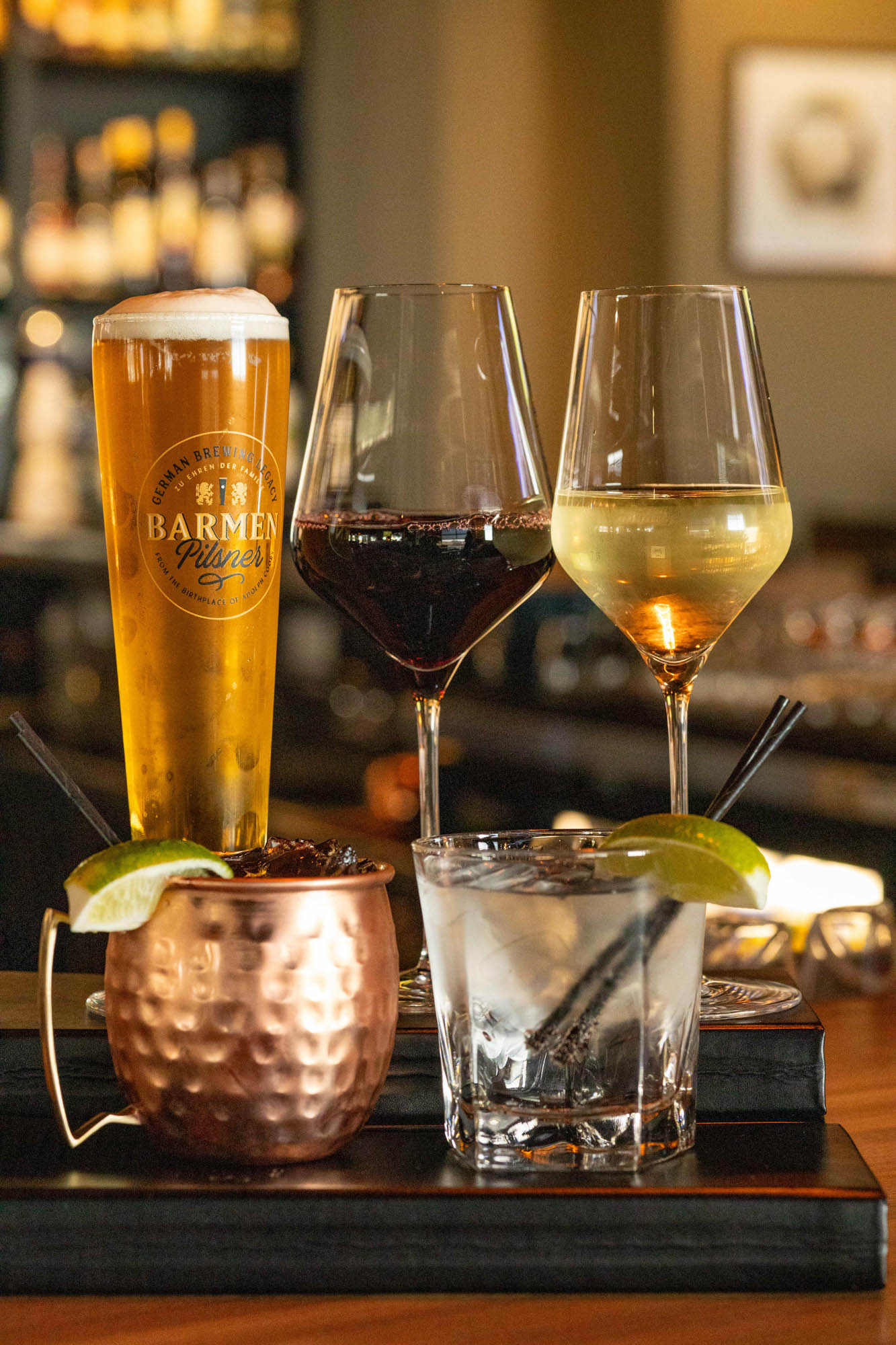 Beer, wine, and cocktails for happy hour