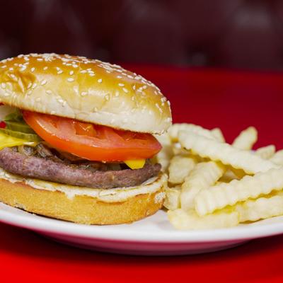 El Dorado Burger with fries on the side.