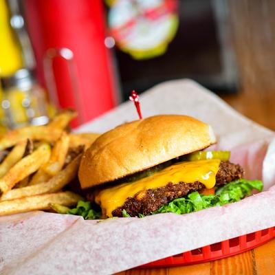 Veggie burger and fries.