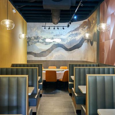 Dining area, booth tables.
